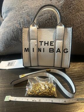 ‘The Mini Bag' Leatherette Mini Tote with Gold Chain Strap and wristlet